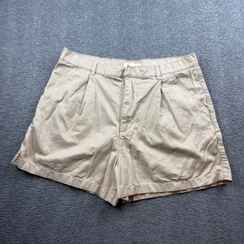 Standard Cloth Pleated Chino Shorts Men's 34 Tan Khaki Cotton Casual Summer